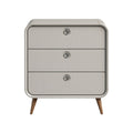 Modern Minimalist Nightstand with Three Drawers and Wooden Legs
