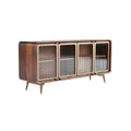 Mid-Century Modern Walnut Sideboard with Glass Doors